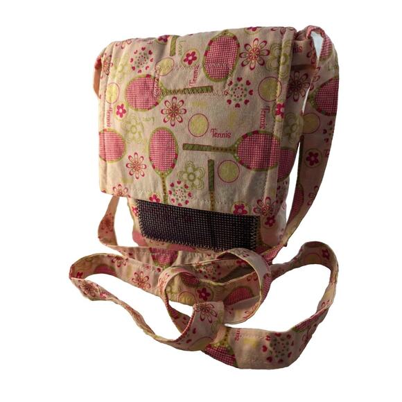 Tennis bag small pink Pattern Handmade For Essentials.Crossbody Strap 7.5x7.5x2" - Picture 1 of 7